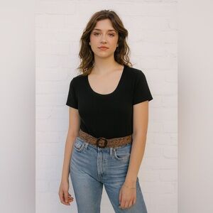 J.CREW Black Silk Paisley Belt Sz. L